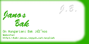 janos bak business card